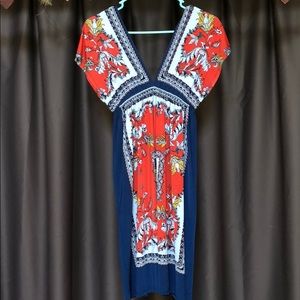 Boho V Neck Printed Casual Dress